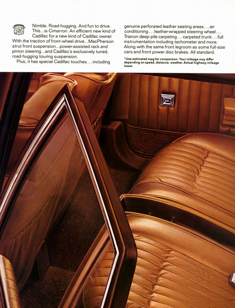 1982 Cadillac Cimmaron Brochure Page 3